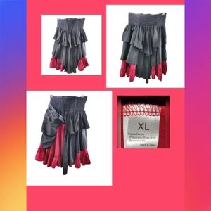 SO CUTE GOTHIC, PIRATE, STEAMPUNK LACE FRONT SKIRT" BLACK AND BURGUNDY SIZE X/L
